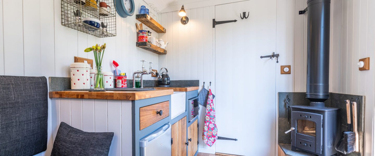 Bespoke hand-built kitchen and log burner