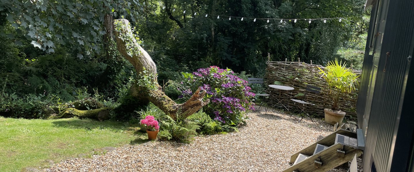 The stunning garden outside the front of the Hut